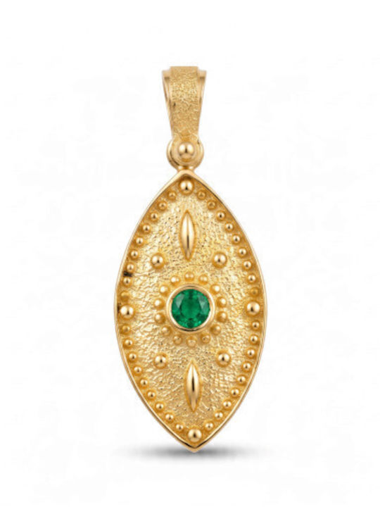 Velegrakis Byzantinischer Charm mit Steinen mit Steinen aus 14-Karat-Gold Grün