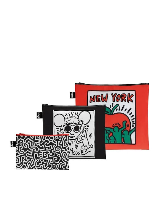 Keith Haring Untitled Andy Mouse New York Recycled Material Zippered Pouches 3-Piece Set Loqi Keith Haring Untitled Andy Mouse New York Recycled Material Zippered Pouches 3-Piece Set Loqi