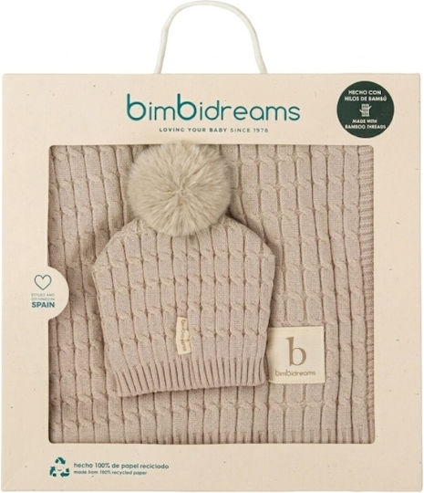 Bimbidreams Плетено Бежово одеяло за гушкане и люлка 70x90 см