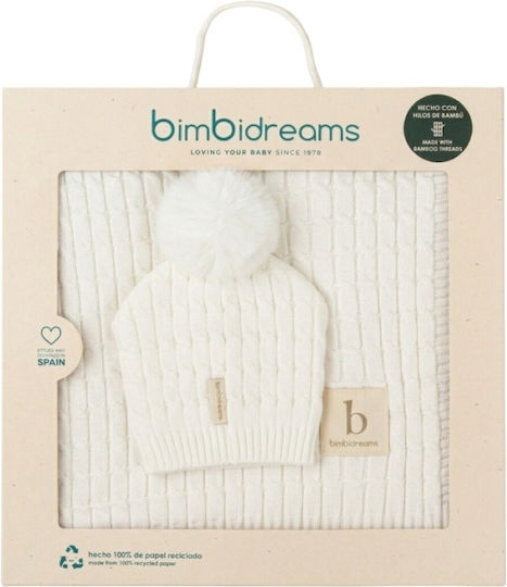 Bimbidreams Κουβέρτα Αγκαλιάς & Λίκνου Πλεκτή Λευκή 70x90εκ.