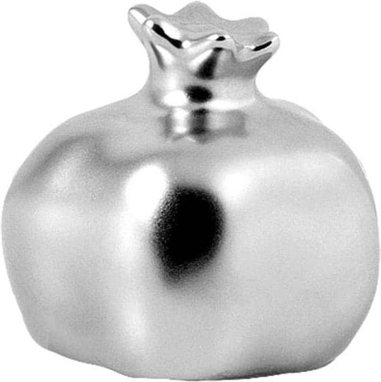 JK Home Decoration Silver Ceramic Tabletop Pomegranate Lucky Charm 5x5cm 6 Pieces