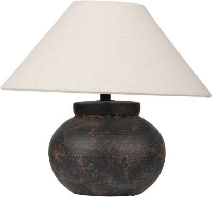 Estia Table Lamp with White Shade and Black Base