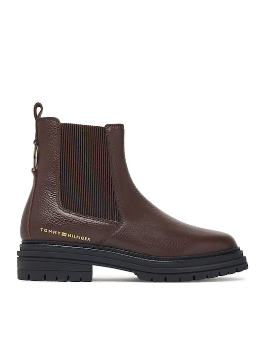 Tommy Hilfiger Leather Women's Ankle Boots Brown