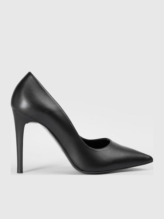 Leather Pointed Toe Black Pumps