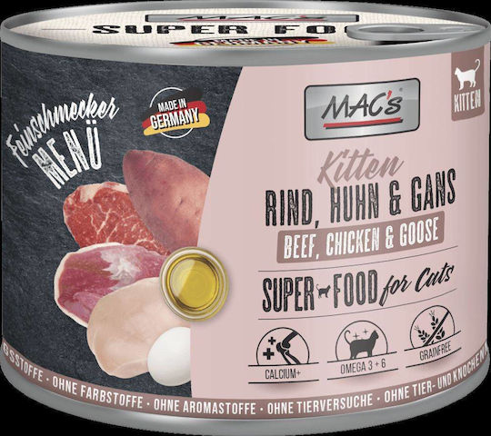 Nassfutter für Katzen in Dosen mit Kalb und Huhn 200 g