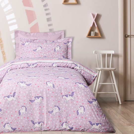 Das Home Σετ Σεντόνια Μονά με Λάστιχο Βαμβακερά 4988 Lilac 120x200cm