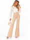 Women's Ecru Fabric Trousers