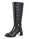 Balsa Leather Women's Boots with Medium Heel Black