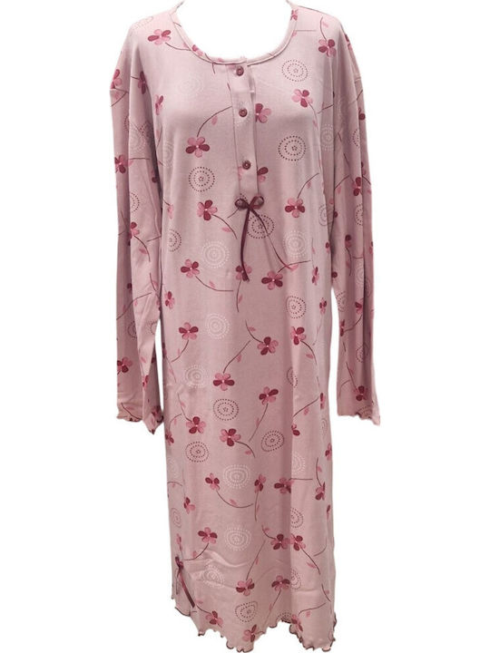 Nina Club Winter Cotton Women's Nightgown Pink