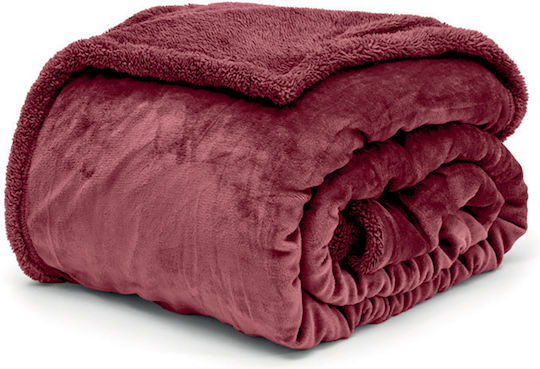 Lino Home Erba Sherpa Blanket Single 160x220cm Burgundy