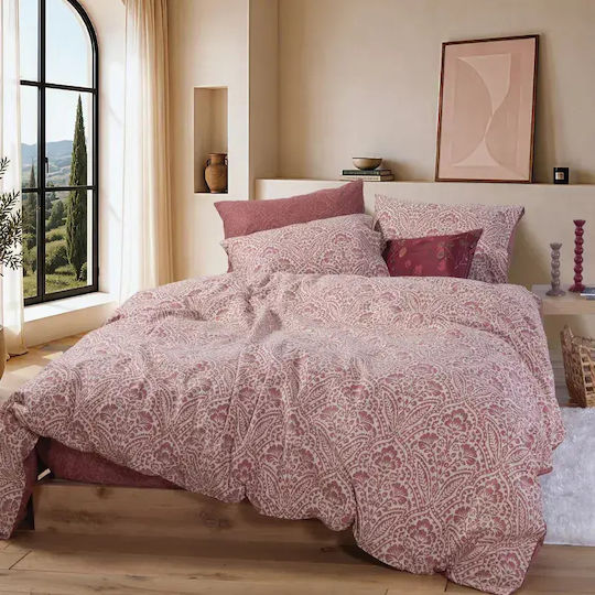Nef-Nef Homeware Marcel Σετ Σεντόνι με 2 Μαξιλαροθήκες Υπέρδιπλο με Λάστιχο 160x200+32εκ. Bordo (3τμχ)