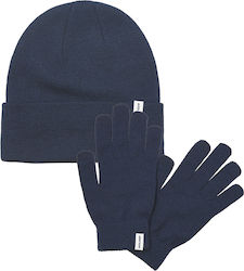 Jack & Jones Плетена мъжка шапка в тъмносин цвят