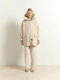 Wool Women's Coat Cold Cream with Hood