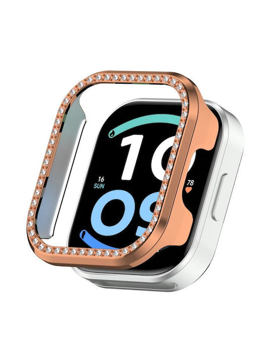 Redmi Watch 6 Active Diamant-Halbabdeckung Hohle PC-Uhren-Schutzhülle Roségold