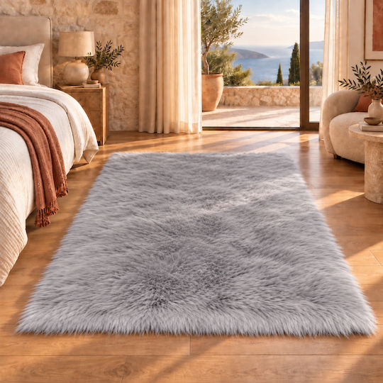 My Home Luxury Angel Non-Slip Furry Grey Runner Rug 60x150cm