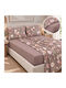 Astron Italy Ortensia Double Bed Sheet Set with Fitted Sheet 160x200+40cm Dusty Rose (4pcs)