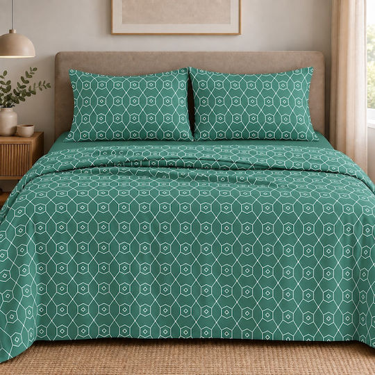 Astron Italy Giulia King Size Bed Sheet Set 260x280cm Petrol Blue (4 Pieces)