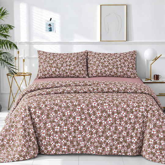 Astron Italy Elisa Double Bed Sheet Set 245x260cm Dusty Pink (4 Pieces)