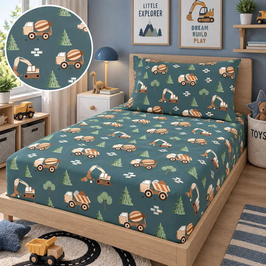 Astron Italy Σετ Σεντόνια Μονά Βαμβακερά Petrol 170x260cm
