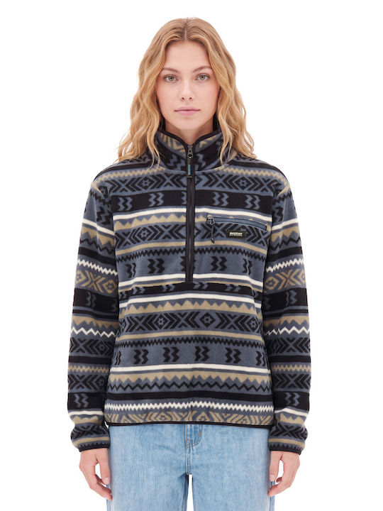 Winter Women's Fleece Long Sleeve Top with Zipper Blue