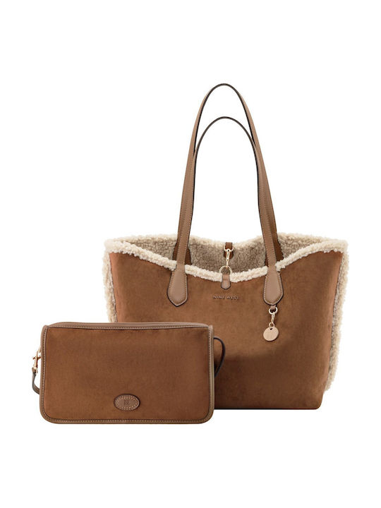 Emerick Fabric Women's Tote Bag Tabac Brown / Beige