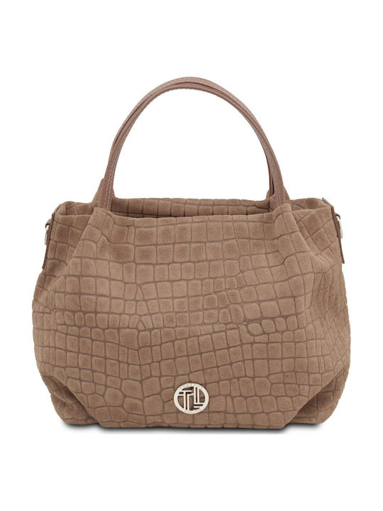 Cocoon Leather Women's Tote Bag Suede Dark Ash Grey
