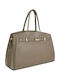 Leather Women's Tote Bag Taupe Scuro