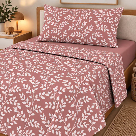 Astron Italy Irida Single Bed Sheet Set 175x260 cm Dusty Pink (3 Pieces)