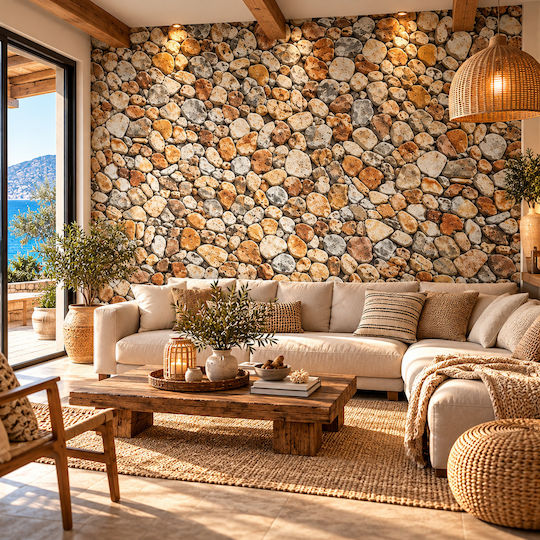 Selbstklebende beige Tapete 120 x 120 cm