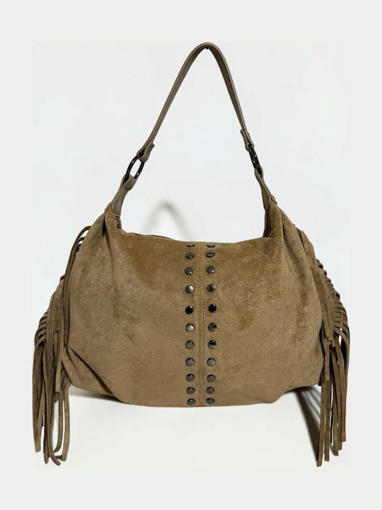 Knitted Women's Hobo Bag Suede Beige