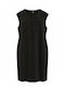 Summer Midi Sleeveless Shirt Dress Black
