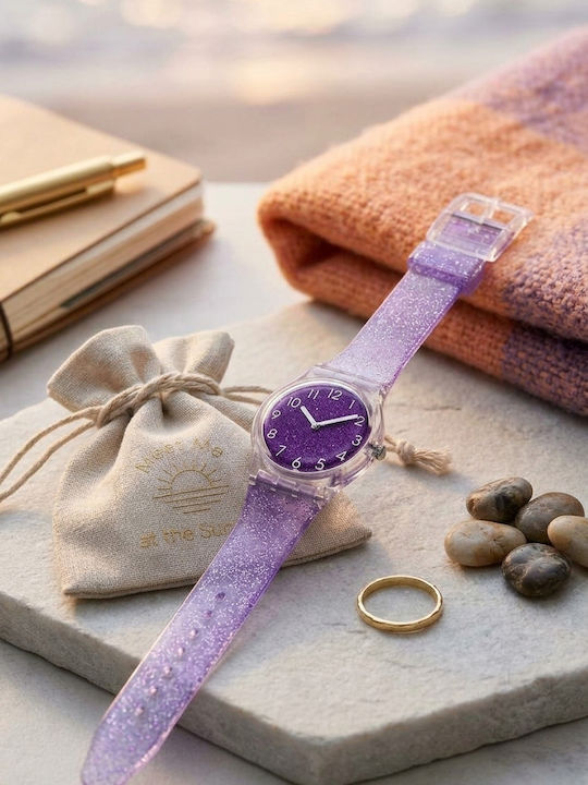 Women's Watch 33mm Battery-Powered with Purple Silicone Strap