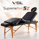 VSL Sports Supremerest 5Z Сгъваемо Дървено Легло за Физиотерапия, Черно, 185x70 см