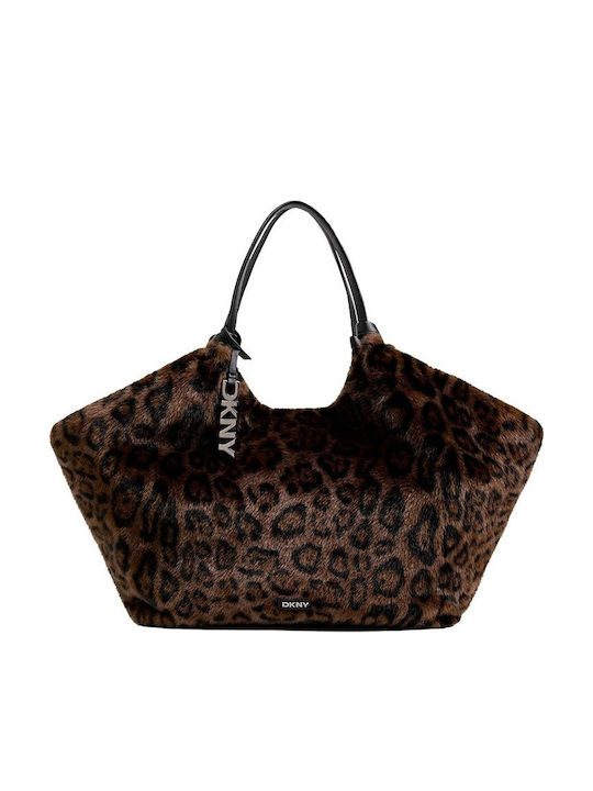 DKNY Damen-Shopper aus Kunstfell, Leopard