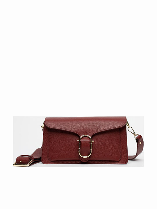 Burgunderrote Damen-Ledertasche mit Klappe
