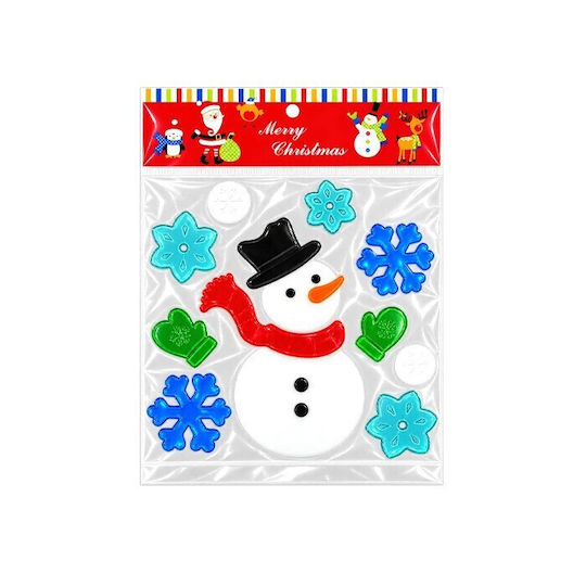 Festive Xmas Glass Stickers 20x19.5cm Snowman Gloves