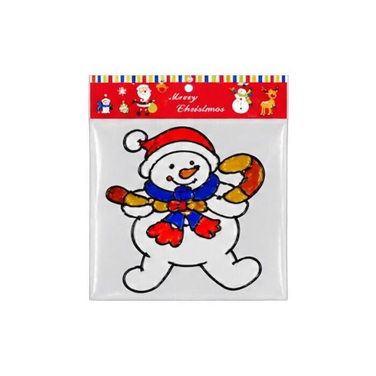 Xmas Magic Glass Window Stickers 18cm Snowman Candy