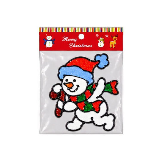 Christmas Stickers for Window with Snowman, Santa Claus and Reindeer Pattern