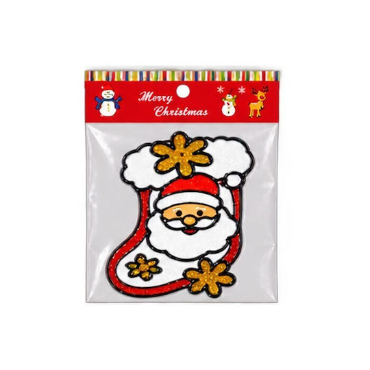 Christmas Window Stickers with Socks, Snowman, Santa Claus and Reindeer Pattern