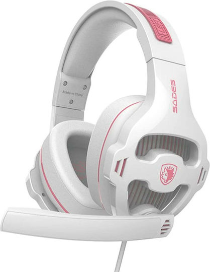 Ppower SA-726 Over Ear Gaming Headset με σύνδεση 2x3.5mm Ροζ για PC
