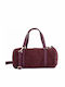 Leather Women's Barrel Bag Burgundy