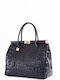 Schwarze Damen-Ledertasche Tote