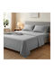 Marwa Super-Double Fitted Sheet Set 160x200+30cm Grey (4 pcs)