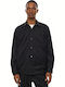 Overshirt Negru cu Mânecă Lungă