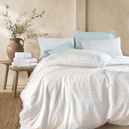 Rythmos Set Cuvertură Matlasată King Size din Bumbac Albastru Deschis 220x240cm 3 piese