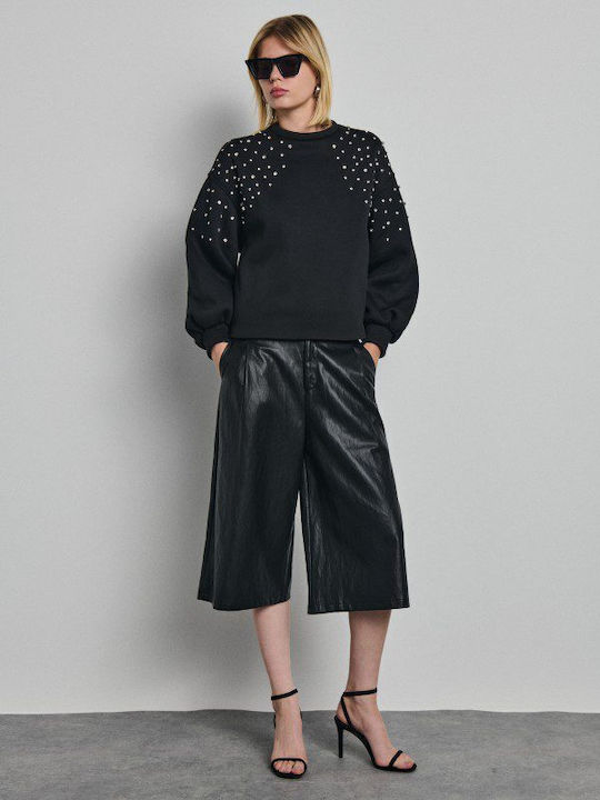 Damen Zip-Culottes mit Normaler Passform Schwarz