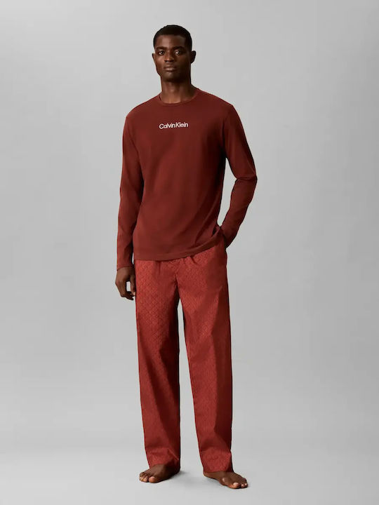 Calvin Klein Χειμερινή Ανδρική Πιτζάμα Brown Calvin Klein Χειμερινή Ανδρική Πιτζάμα Brown
