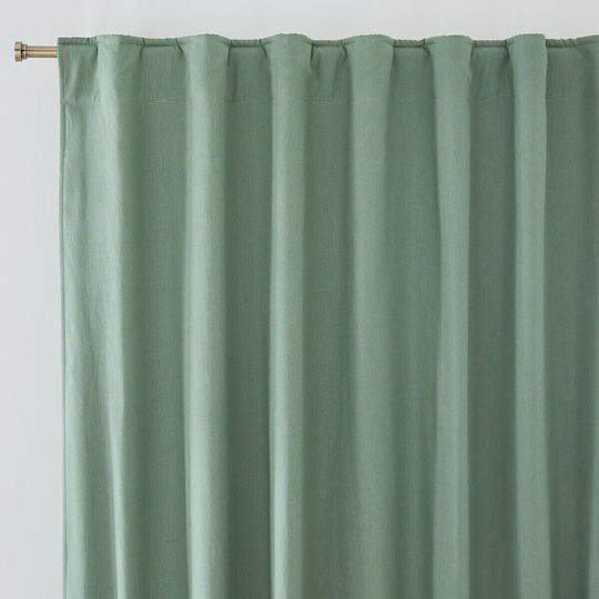 La Redoute Interieurs Tab Top Thermal Curtain in Linen and Cotton 135x350 cm