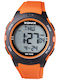 Digital Men's Battery-Powered Watch with Orange Silicone Strap