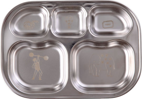 Rice Farfurie Metalică Gri pentru Mâncare pentru Copii